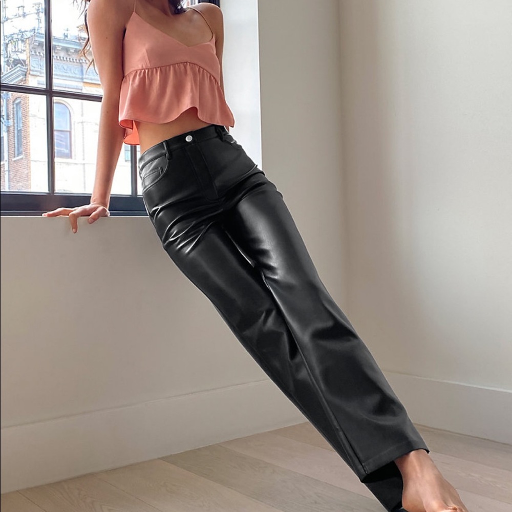 Vegan leather pants • cropped • straight fit